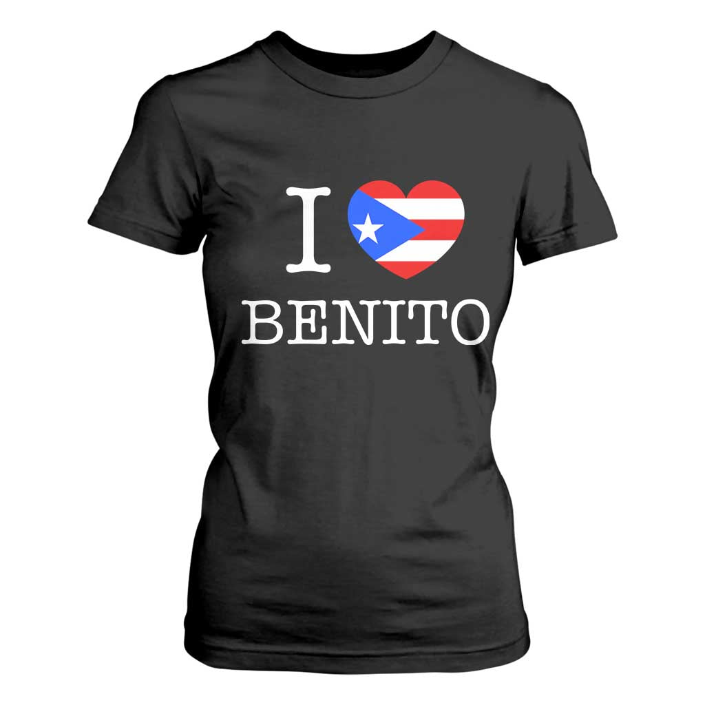 I Love Benito Puerto Rico Flag Heart T Shirt For Women Boricua Music Fan Game Day Everyday TS02 Black Print Your Wear