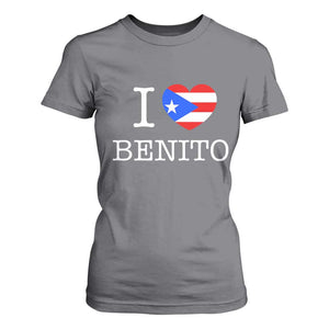 I Love Benito Puerto Rico Flag Heart T Shirt For Women Boricua Music Fan Game Day Everyday TS02 Charcoal Print Your Wear