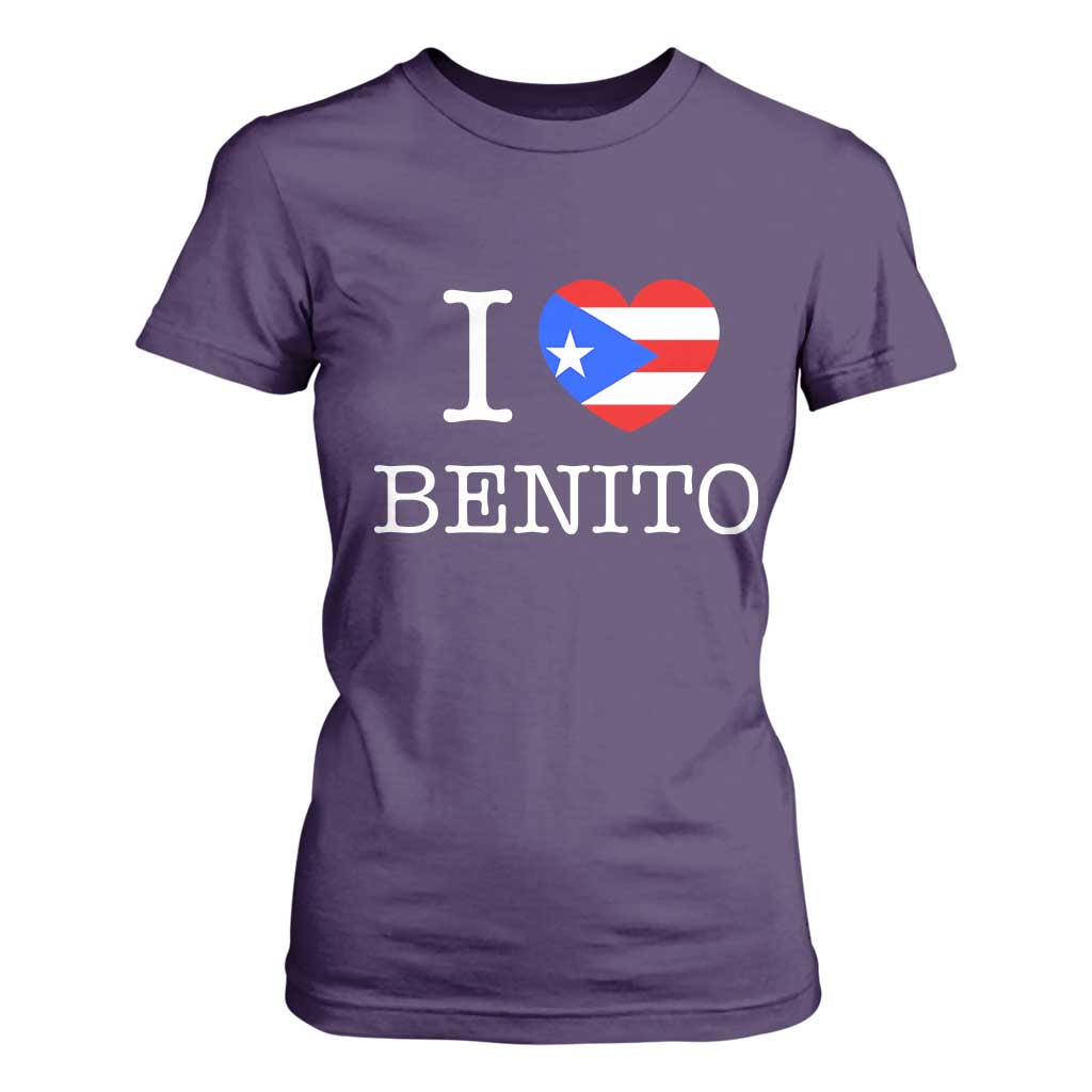 I Love Benito Puerto Rico Flag Heart T Shirt For Women Boricua Music Fan Game Day Everyday TS02 Purple Print Your Wear