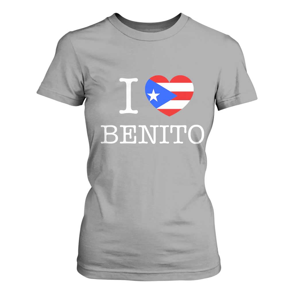 I Love Benito Puerto Rico Flag Heart T Shirt For Women Boricua Music Fan Game Day Everyday TS02 Sport Gray Print Your Wear