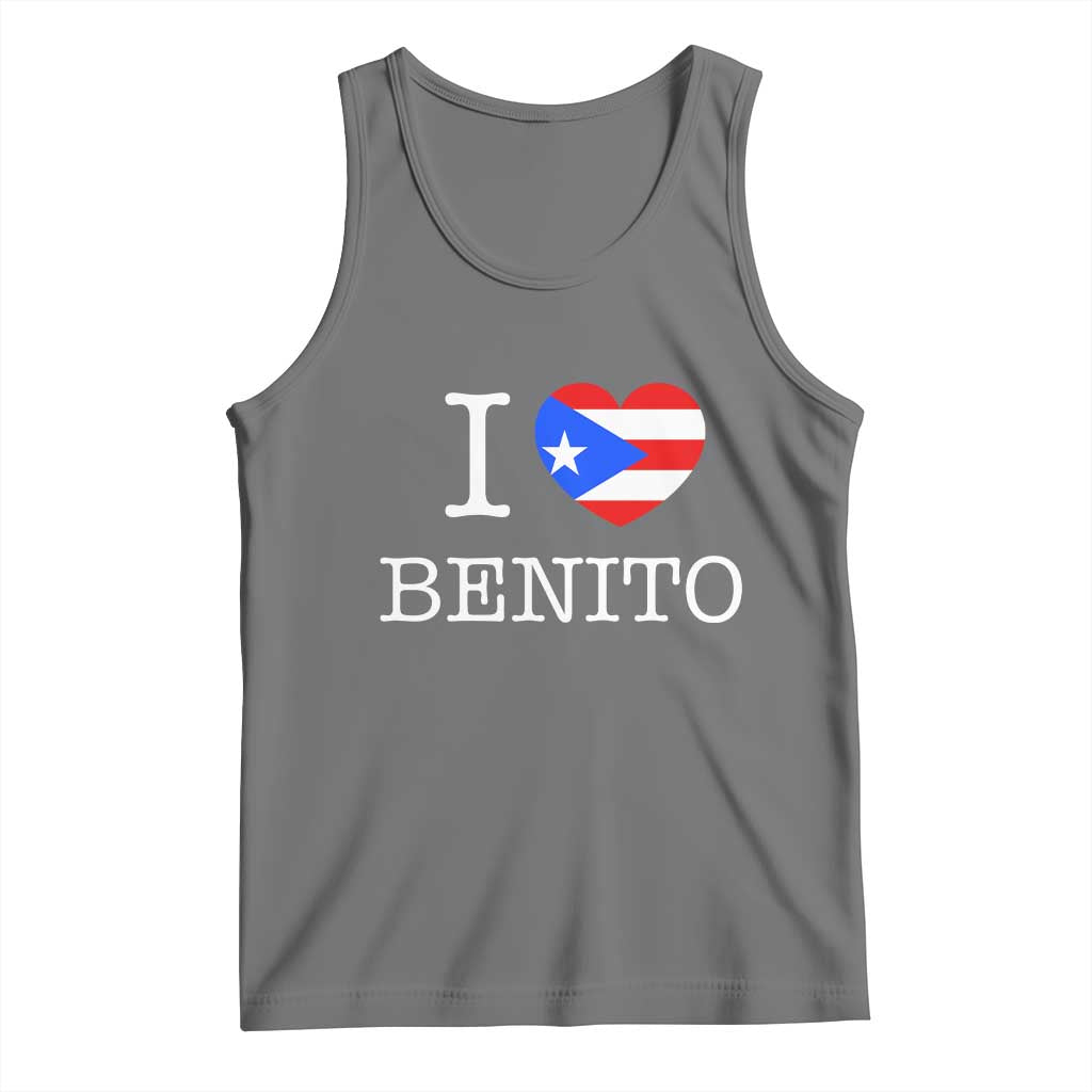 I Love Benito Puerto Rico Flag Heart Tank Top Boricua Music Fan Game Day Everyday TS02 Black Heather Print Your Wear