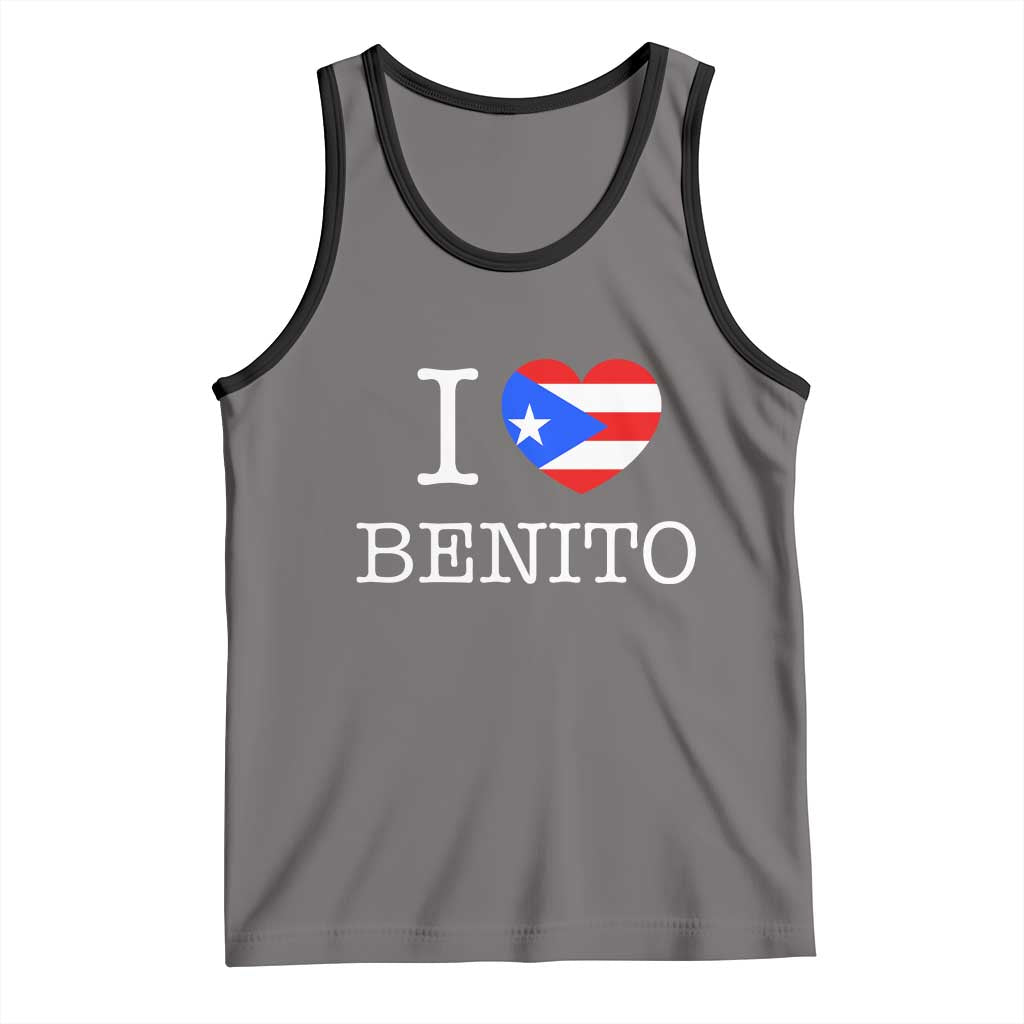 I Love Benito Puerto Rico Flag Heart Tank Top Boricua Music Fan Game Day Everyday TS02 Deep Heather Black Print Your Wear