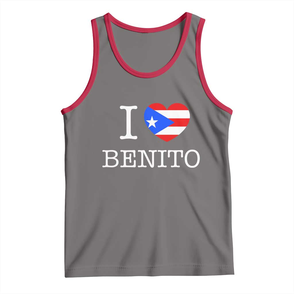 I Love Benito Puerto Rico Flag Heart Tank Top Boricua Music Fan Game Day Everyday TS02 Deep Heather Red Print Your Wear