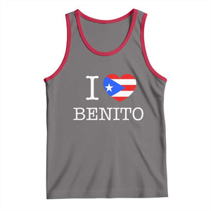 I Love Benito Puerto Rico Flag Heart Tank Top Boricua Music Fan Game Day Everyday TS02 Deep Heather Red Print Your Wear