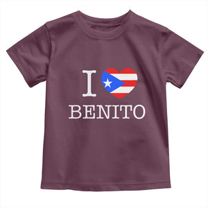 I Love Benito Puerto Rico Flag Heart Toddler T Shirt Boricua Music Fan Game Day Everyday TS02 Maroon Print Your Wear