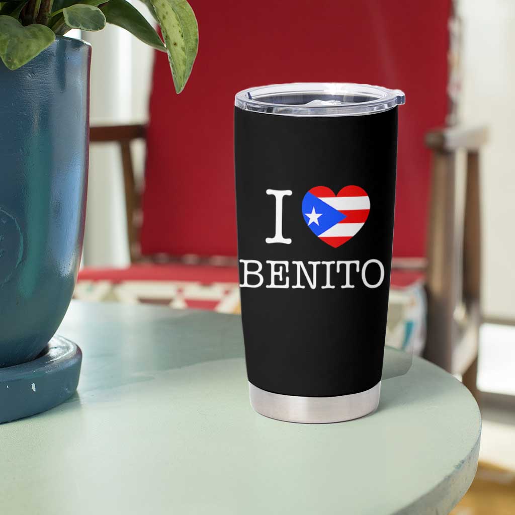 I Love Benito Puerto Rico Flag Heart Tumbler Cup Boricua Music Fan Game Day Everyday TS02 Print Your Wear