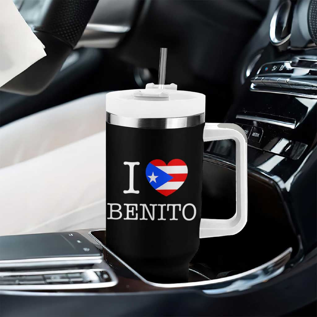 I Love Benito Puerto Rico Flag Heart Tumbler With Handle Boricua Music Fan Game Day Everyday TS02 Print Your Wear