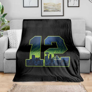 Seattle Skyline Number 12 Graphic Throw Blanket Pacific Northwest Emerald City Sports Fan Pride