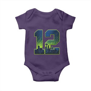 Seattle Skyline Number 12 Graphic Baby Onesie Pacific Northwest Emerald City Sports Fan Pride