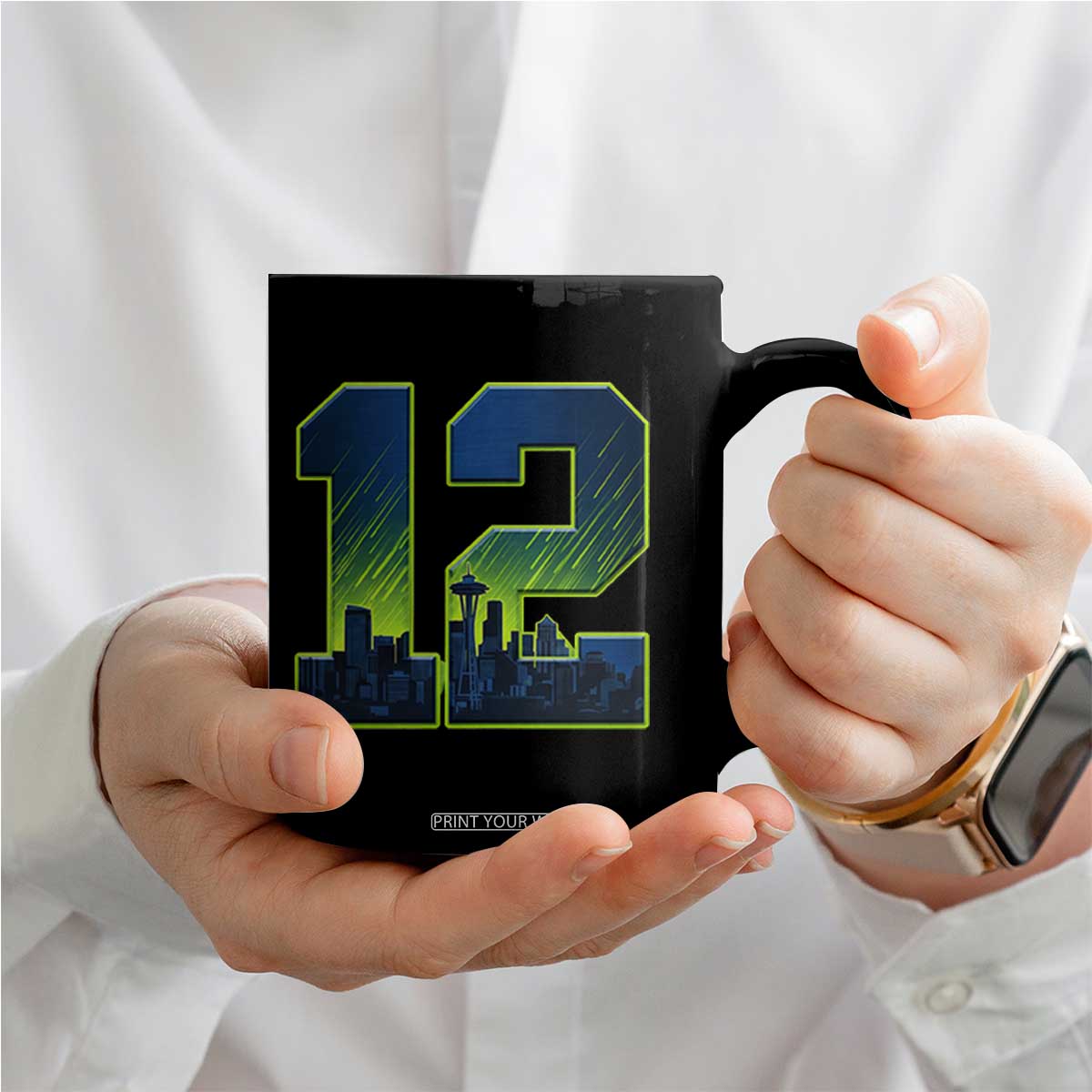 Seattle Skyline Number 12 Graphic Coffee Mug Pacific Northwest Emerald City Sports Fan Pride