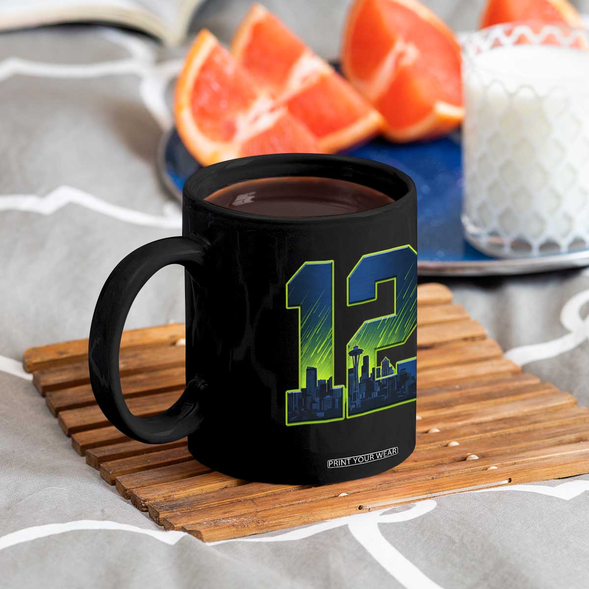 Seattle Skyline Number 12 Graphic Coffee Mug Pacific Northwest Emerald City Sports Fan Pride