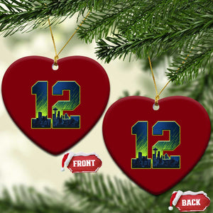 Seattle Skyline Number 12 Graphic Ceramic Ornament Pacific Northwest Emerald City Sports Fan Pride