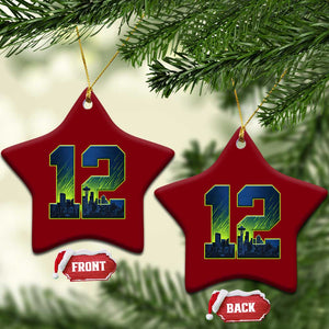 Seattle Skyline Number 12 Graphic Ceramic Ornament Pacific Northwest Emerald City Sports Fan Pride
