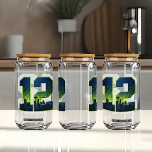 Seattle Skyline Number 12 Graphic Glass Can Pacific Northwest Emerald City Sports Fan Pride