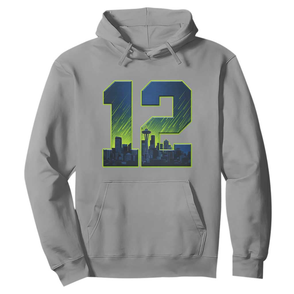 Seattle Skyline Number 12 Graphic Hoodie Pacific Northwest Emerald City Sports Fan Pride