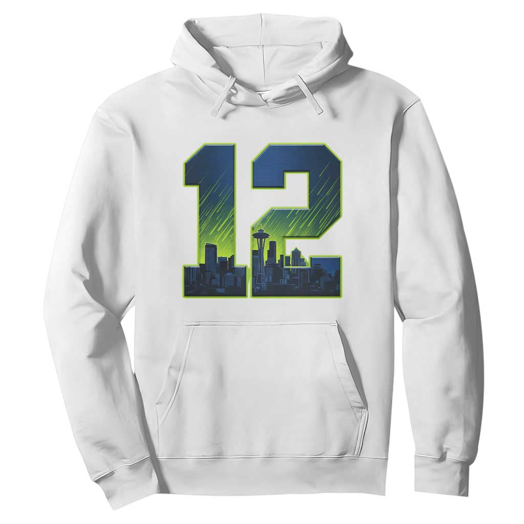 Seattle Skyline Number 12 Graphic Hoodie Pacific Northwest Emerald City Sports Fan Pride