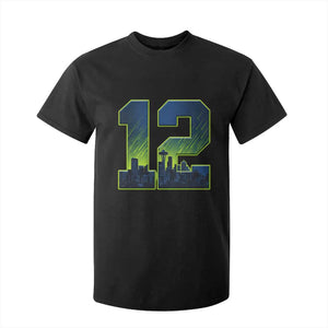Seattle Skyline Number 12 Graphic T Shirt For Kid Pacific Northwest Emerald City Sports Fan Pride