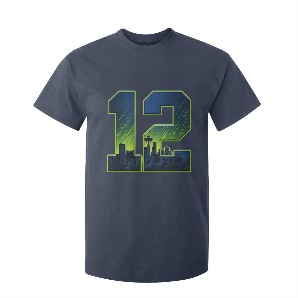 Seattle Skyline Number 12 Graphic T Shirt For Kid Pacific Northwest Emerald City Sports Fan Pride