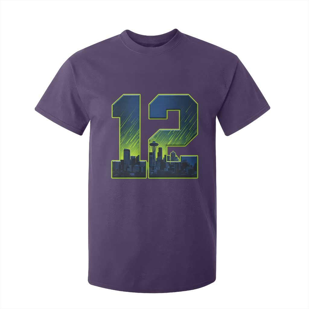 Seattle Skyline Number 12 Graphic T Shirt For Kid Pacific Northwest Emerald City Sports Fan Pride