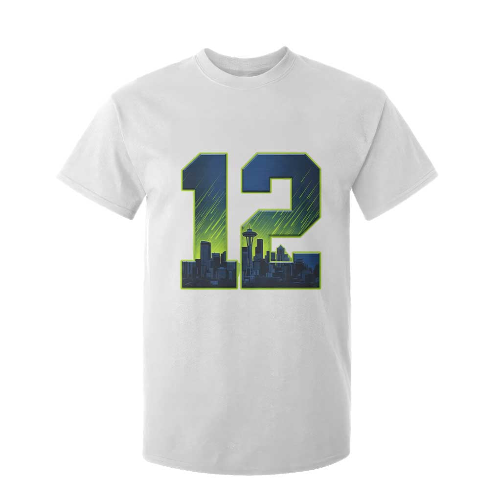 Seattle Skyline Number 12 Graphic T Shirt For Kid Pacific Northwest Emerald City Sports Fan Pride
