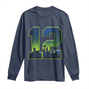 Seattle Skyline Number 12 Graphic Long Sleeve Shirt Pacific Northwest Emerald City Sports Fan Pride