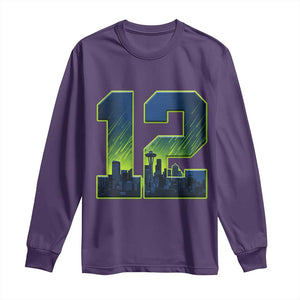 Seattle Skyline Number 12 Graphic Long Sleeve Shirt Pacific Northwest Emerald City Sports Fan Pride