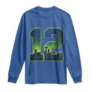 Seattle Skyline Number 12 Graphic Long Sleeve Shirt Pacific Northwest Emerald City Sports Fan Pride