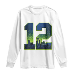 Seattle Skyline Number 12 Graphic Long Sleeve Shirt Pacific Northwest Emerald City Sports Fan Pride