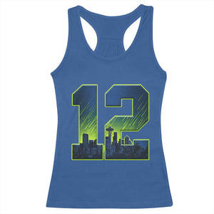Seattle Skyline Number 12 Graphic Racerback Tank Top Pacific Northwest Emerald City Sports Fan Pride