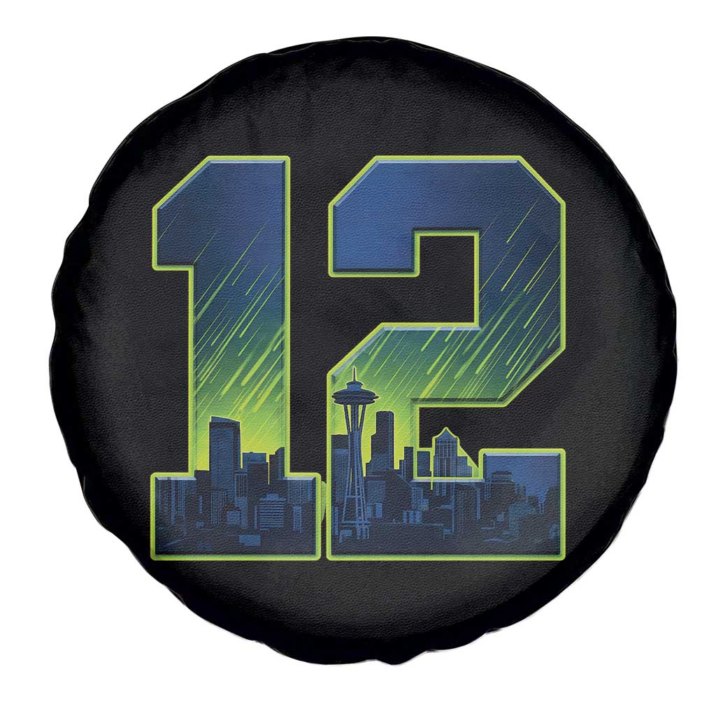 Seattle Skyline Number 12 Graphic Spare Tire Cover Pacific Northwest Emerald City Sports Fan Pride