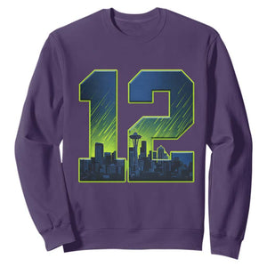 Seattle Skyline Number 12 Graphic Sweatshirt Pacific Northwest Emerald City Sports Fan Pride
