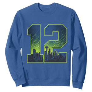 Seattle Skyline Number 12 Graphic Sweatshirt Pacific Northwest Emerald City Sports Fan Pride