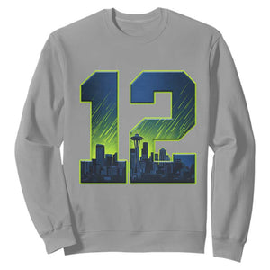 Seattle Skyline Number 12 Graphic Sweatshirt Pacific Northwest Emerald City Sports Fan Pride