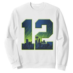 Seattle Skyline Number 12 Graphic Sweatshirt Pacific Northwest Emerald City Sports Fan Pride