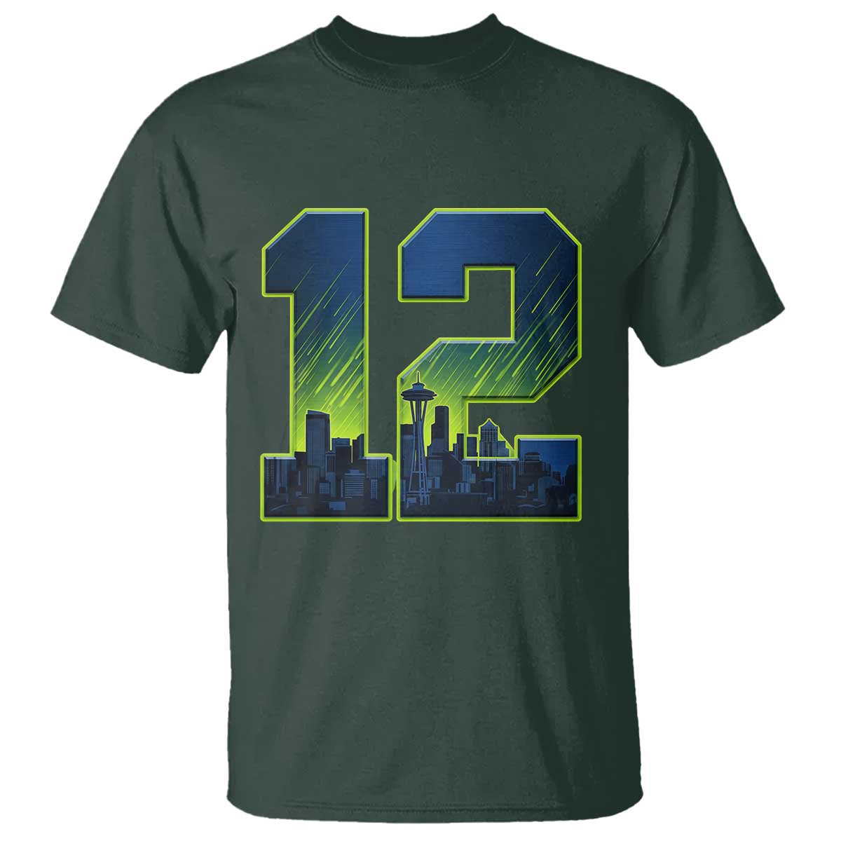 Seattle Skyline Number 12 Graphic T Shirt Pacific Northwest Emerald City Sports Fan Pride