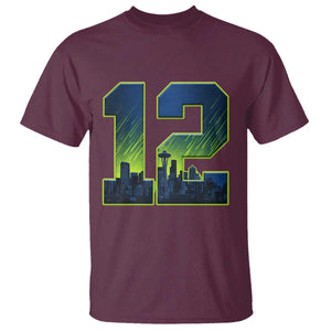 Seattle Skyline Number 12 Graphic T Shirt Pacific Northwest Emerald City Sports Fan Pride