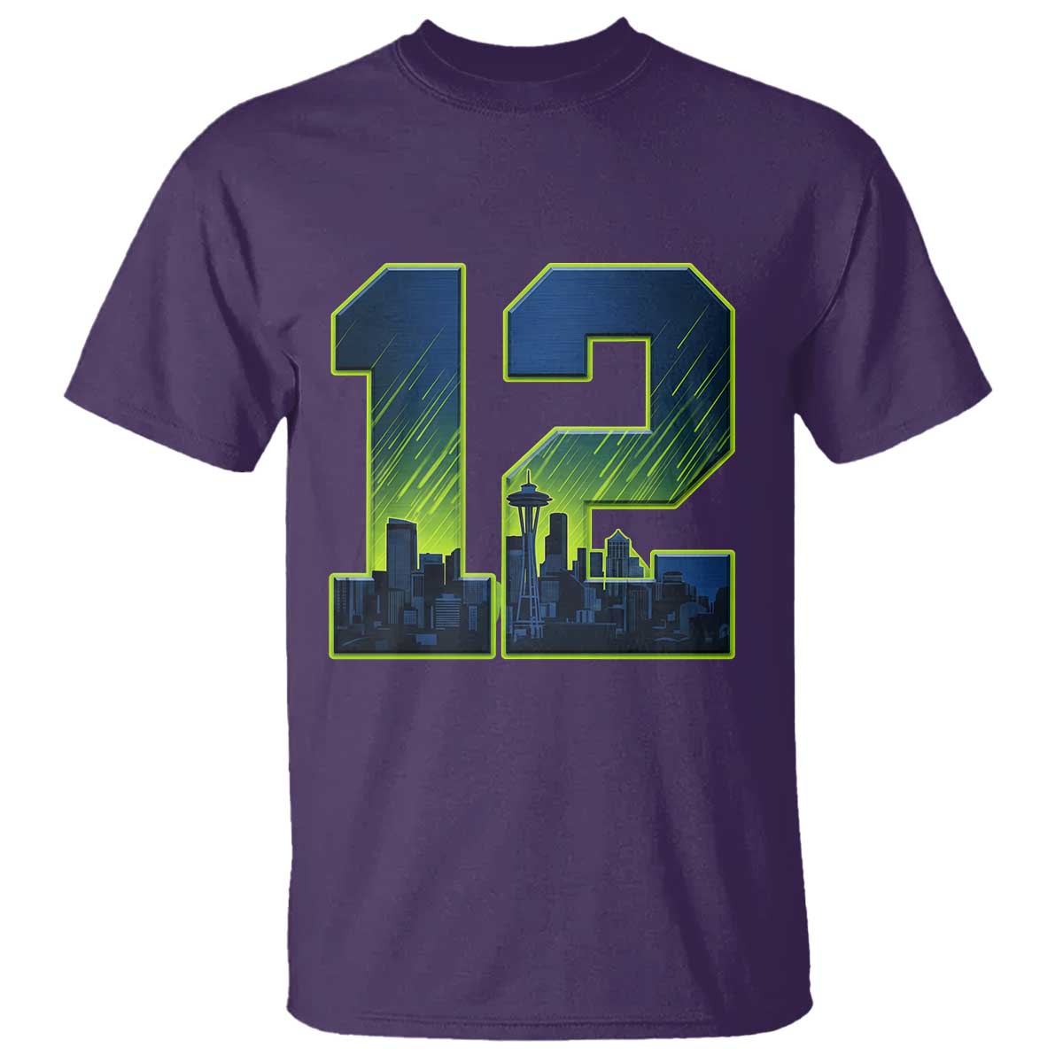 Seattle Skyline Number 12 Graphic T Shirt Pacific Northwest Emerald City Sports Fan Pride