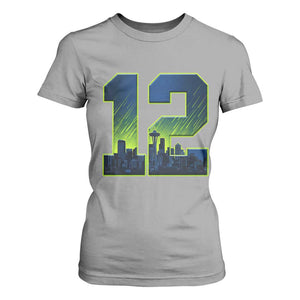 Seattle Skyline Number 12 Graphic T Shirt For Women Pacific Northwest Emerald City Sports Fan Pride