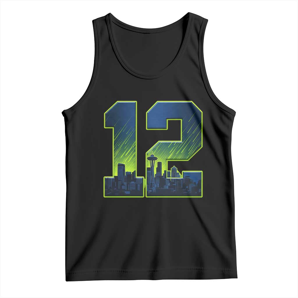 Seattle Skyline Number 12 Graphic Tank Top Pacific Northwest Emerald City Sports Fan Pride TS02 Black Print Your Wear