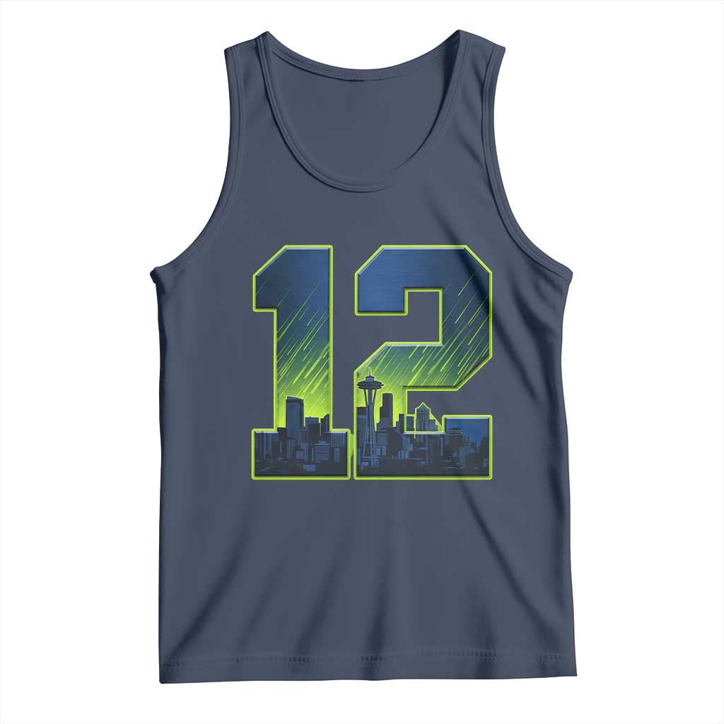 Seattle Skyline Number 12 Graphic Tank Top Pacific Northwest Emerald City Sports Fan Pride