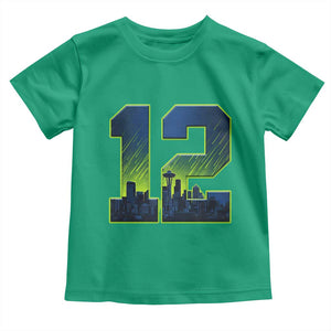 Seattle Skyline Number 12 Graphic Toddler T Shirt Pacific Northwest Emerald City Sports Fan Pride