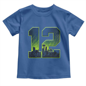 Seattle Skyline Number 12 Graphic Toddler T Shirt Pacific Northwest Emerald City Sports Fan Pride