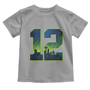 Seattle Skyline Number 12 Graphic Toddler T Shirt Pacific Northwest Emerald City Sports Fan Pride