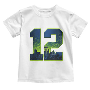 Seattle Skyline Number 12 Graphic Toddler T Shirt Pacific Northwest Emerald City Sports Fan Pride