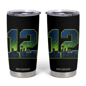 Seattle Skyline Number 12 Graphic Tumbler Cup Pacific Northwest Emerald City Sports Fan Pride