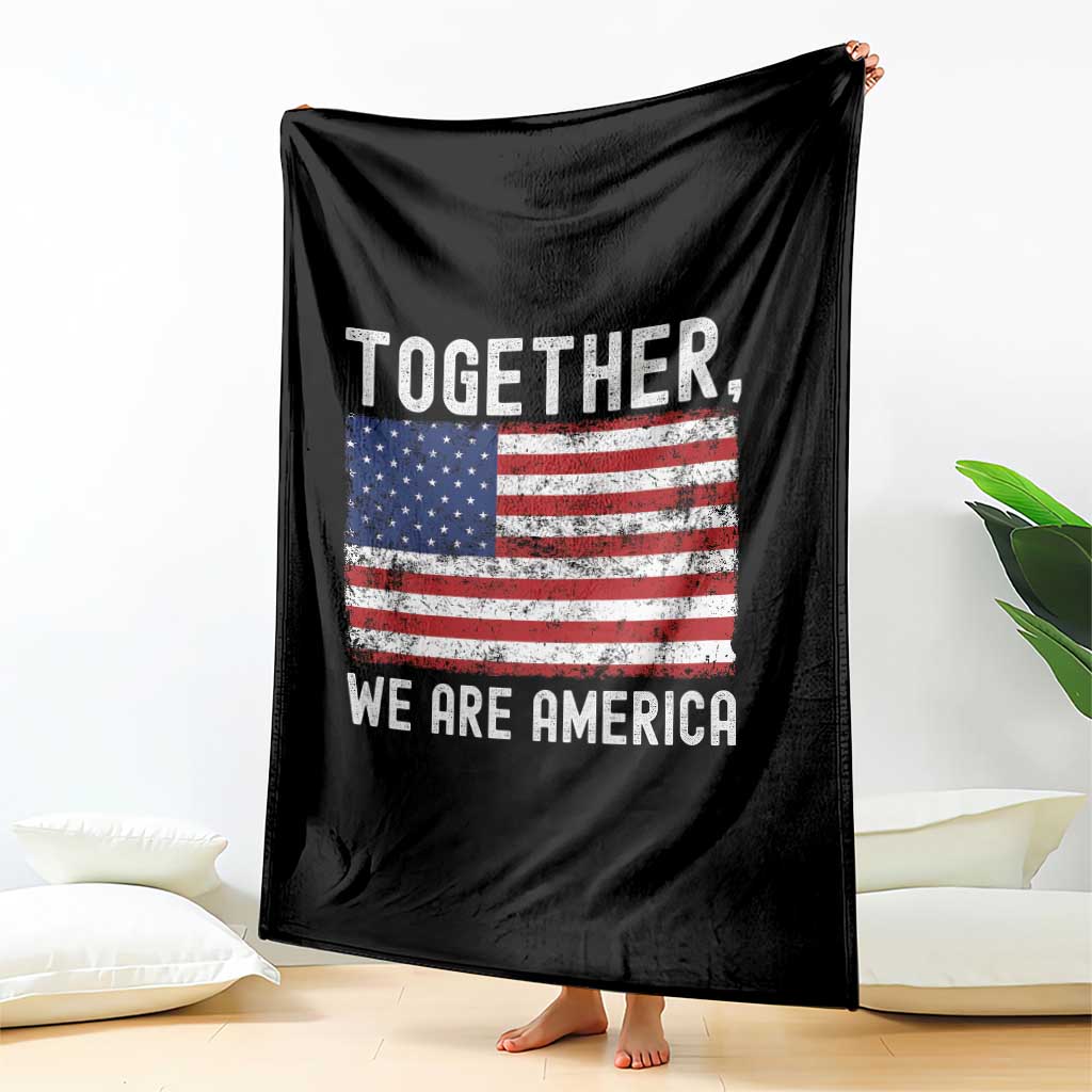 Together We Are America Vintage Football Throw Blanket Classic Patriotic Sports Bunny Inspirational Quote TS02 Print Your Wear