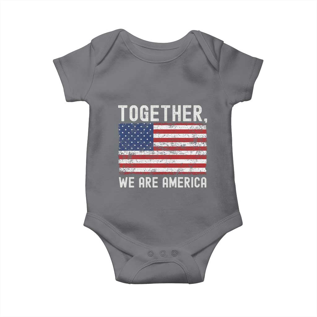 Together We Are America Vintage Football Baby Onesie Classic Patriotic Sports Bunny Inspirational Quote TS02 Charcoal Print Your Wear