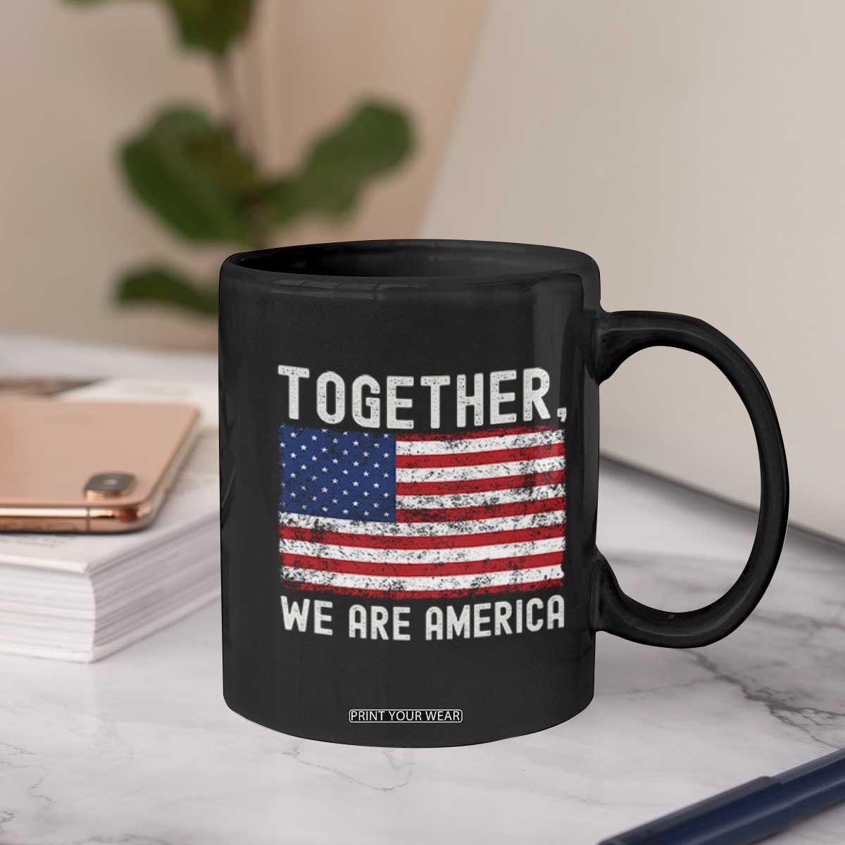 Together We Are America Vintage Football Coffee Mug Classic Patriotic Sports Bunny Inspirational Quote TS02 Print Your Wear