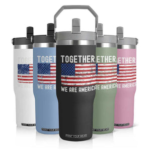 Together We Are America Vintage Football Flip Straw Tumbler Classic Patriotic Sports Bunny Inspirational Quote TS02 Print Your Wear