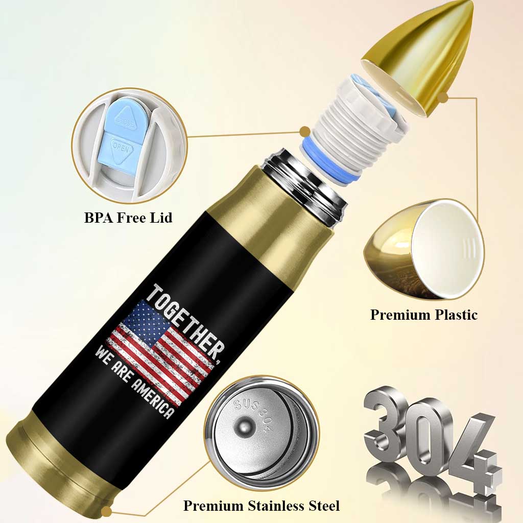 Together We Are America Vintage Football Bullet Tumbler Classic Patriotic Sports Bunny Inspirational Quote TS02 Print Your Wear